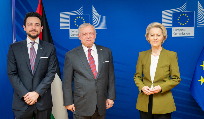 King meets EU Commission president, stresses need for Gaza ceasefire