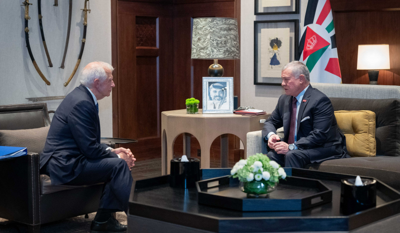 King meets EU high representative, discusses stopping Gaza war
