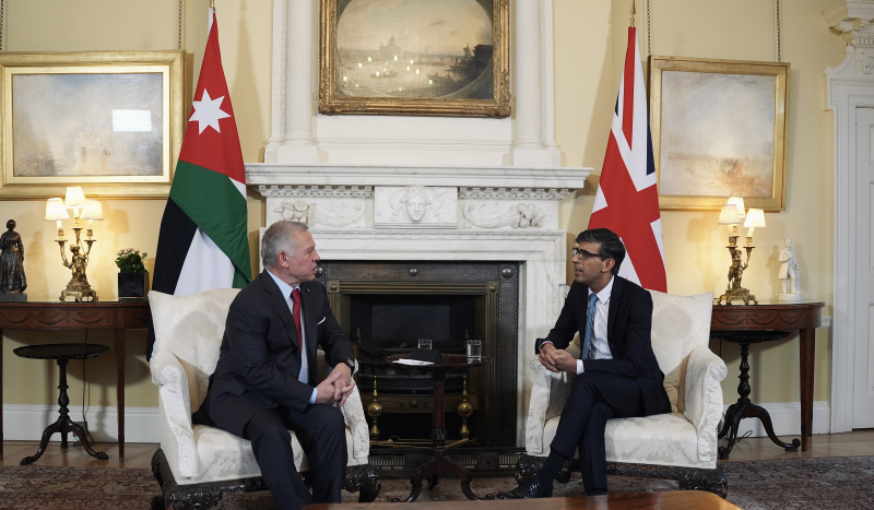 King meets UK PM, warns of consequences of Israeli attack on Rafah