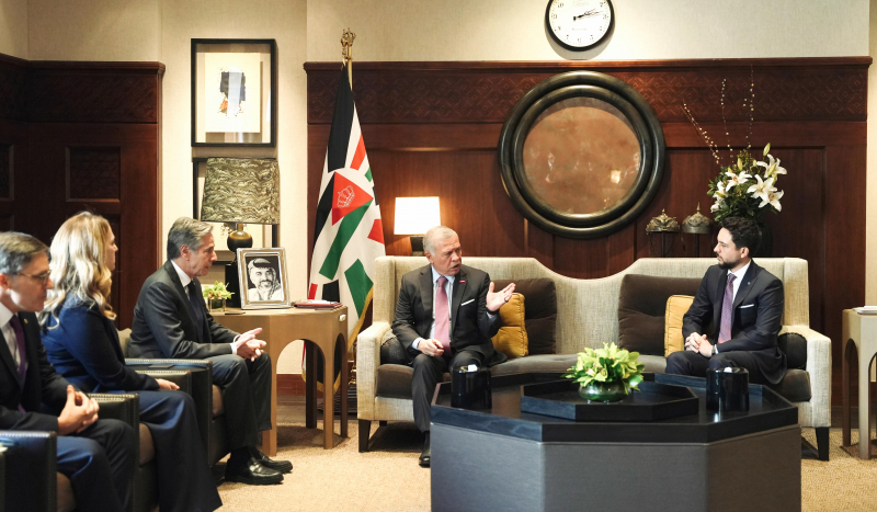 King receives Blinken, urges immediate ceasefire in Gaza